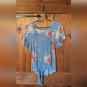 Maurices Blue Floral Blouse